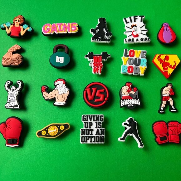 Accessories - Boxing Crocs Shoe Charms Set of 20 - jibbitz Charms Fitness Gym Exercise Workout